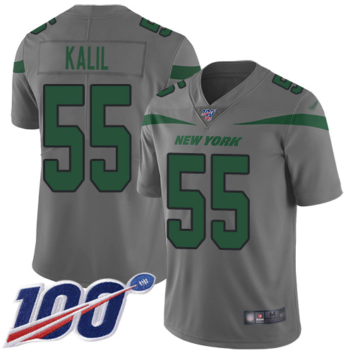 New York Jets Limited Gray Youth Ryan Kalil Jersey NFL Football #55 100th Season Inverted Legend